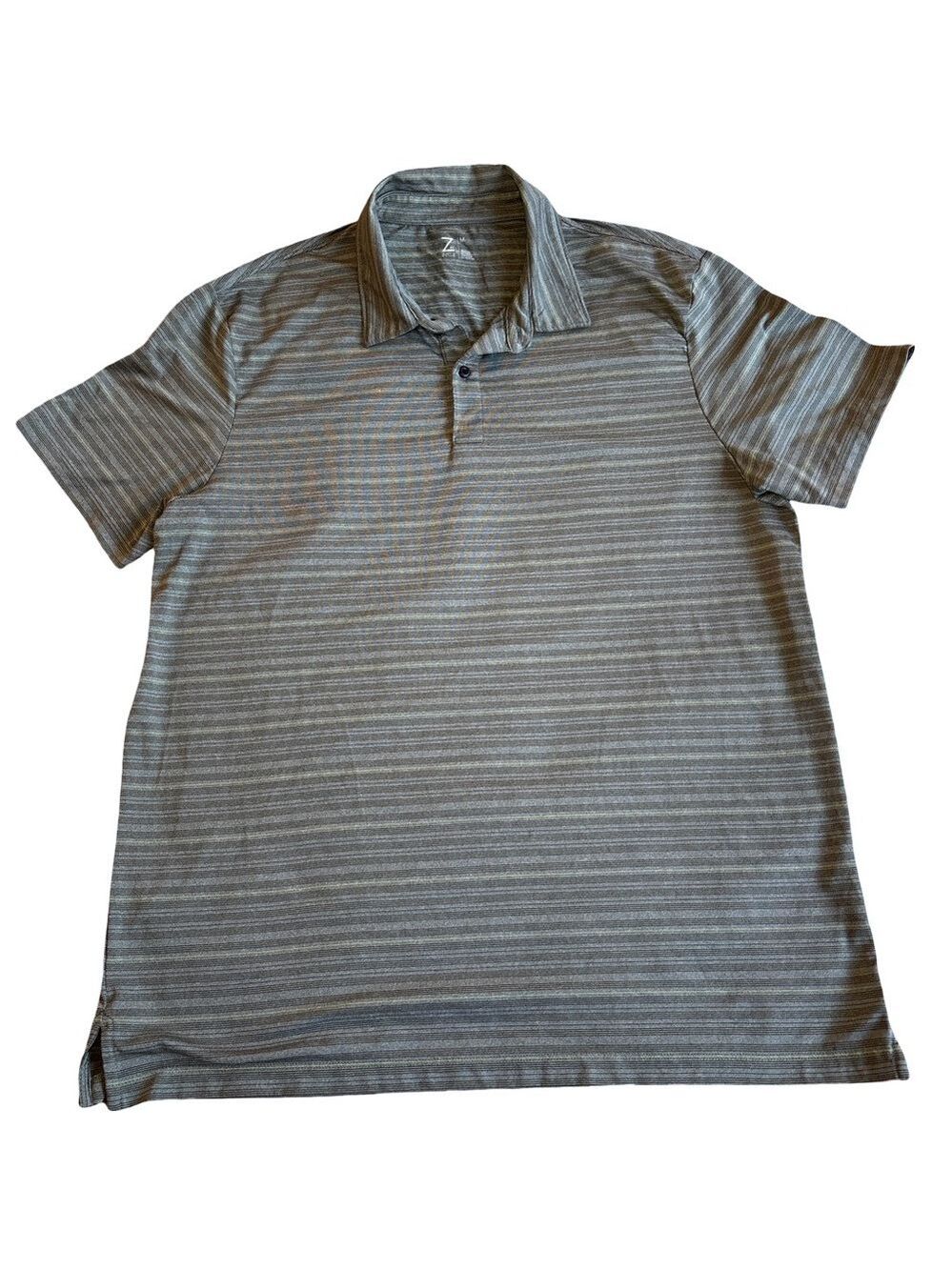 Zella Men's Polo Shirt - Green & Black Stripes Medium